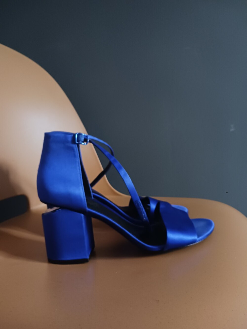 Alexander Wang Blue Satin Block Heel Sandals ,heels , Strappy Evening Shoes S 39